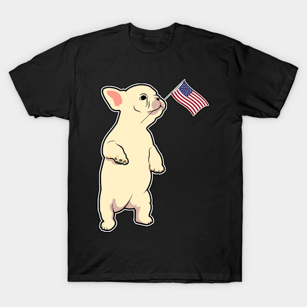 American Flag Frenchie Dog Love T-Shirt by AdrianBalatee